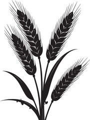 Obraz premium Black Silhouette of Wheat Bunches, Farming Vector Artwork