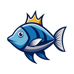 Obraz premium Flat a crown fish logo icon vector illustration design