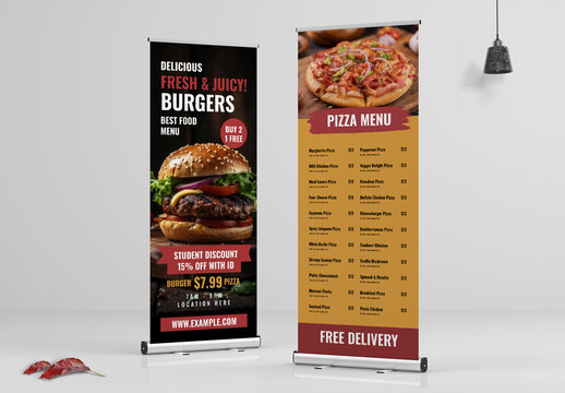 Burger And Pizza Rollup Banner Template