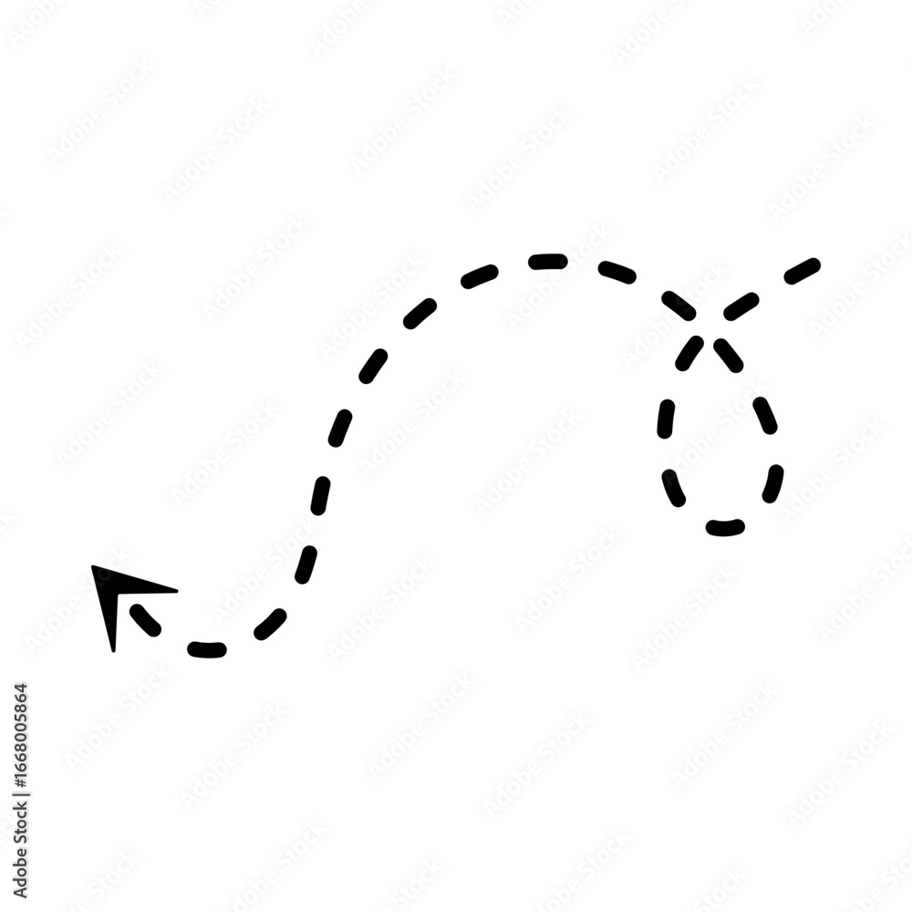 Poster simple black dashed arrow pointing right indicating direction.