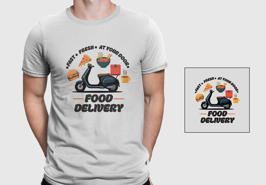 Creative Food Delivery T Shirt Vector Template for Modern Branding