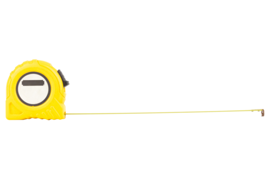 Yellow tape measure isolated on white background - Powered by Adobe