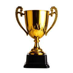 Trophy cup shiny, isolated white and transparent background.