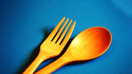 Wooden spoons and fork arranged