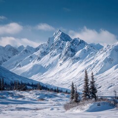 Fototapeta premium winter adventure Alaska snowy range wallpaper