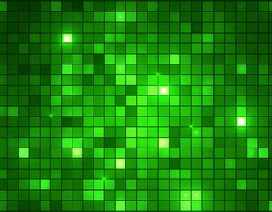 Green pixelated light display, screen, motion