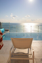 Infinity pool on the bright summer day