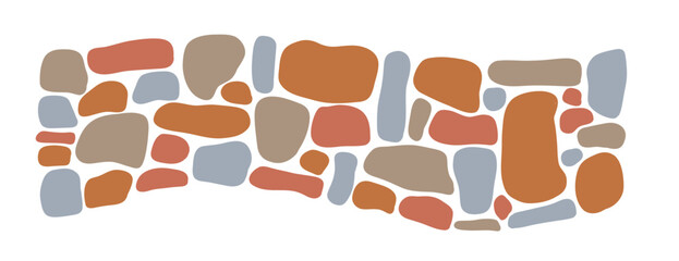 Pebble stone path top view drawn in flat style. Cobblestone road for garden © Yulia Zelinskaya