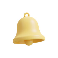 Yellow Notification Bell Alert Reminder Symbol Isolated On White Background 3D Rendering
