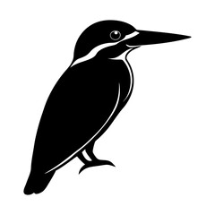 Illustration of a kingfisher bird in black and white vector format