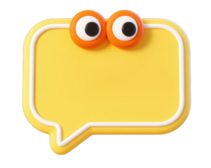 Cartoon Yellow Speech Bubble with Big Orange Eyes for Playful Themes