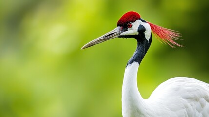 Fototapeta premium The red-crowned crane (Grus japonensis), also called the Japanese crane or Manchurian crane,