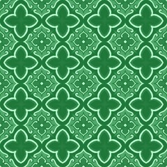 Elegant Green Damask Seamless Pattern