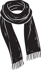 Scarf Icon Silhouette in Black | Vector Illustration for Fashion