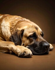 Obraz premium Mastiff Dog Sleeping Studio Portrait
