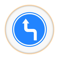 Left Turn Traffic Sign Vector Icon