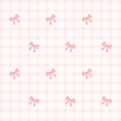 Pink Grid Pattern with Cute Bow