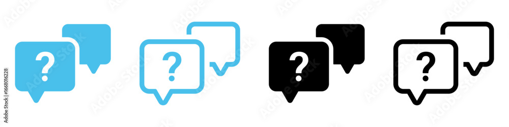 Poster question mark icon button in speech bubble. faq sign, customer support and support sign or ask and h