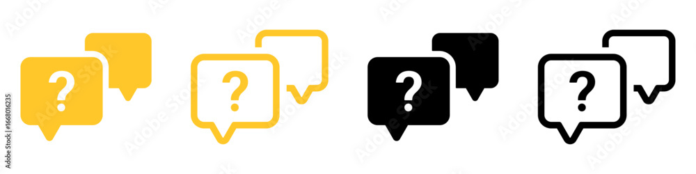 Poster question mark icon button in speech bubble. faq sign, customer support and support sign or ask and h