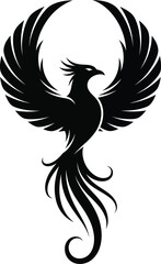 Obraz premium Phoenix rising gracefully in silhouette as a symbol of rebirth hope and powerful transformation