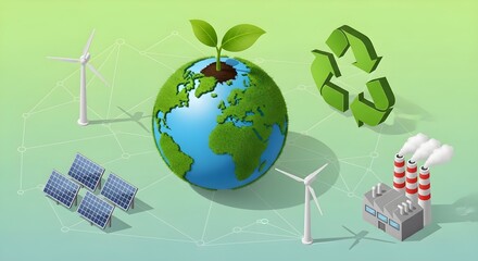 A vibrant illustration highlighting environmental sustainability and green energy concepts.