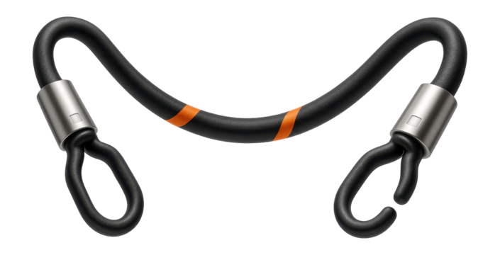 Heavy-duty shock cord with reinforced ends for off-road vehicle racks