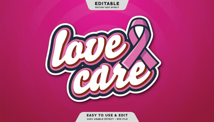 Naklejka premium love care editable text effect template