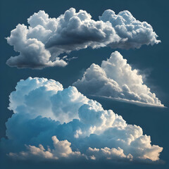 set of realistic cloud element transparent cloud