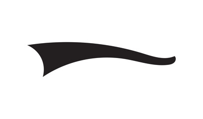 Sleek black swoosh creates movement and speed, perfect for titles or logos. Adds energy and flow to projects, conveying power and strength. Versatile and stylish on a white background