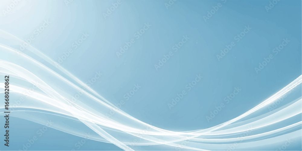 Aufkleber abstract white light curves on a soft blue background, creating a gentle and elegant visual effect