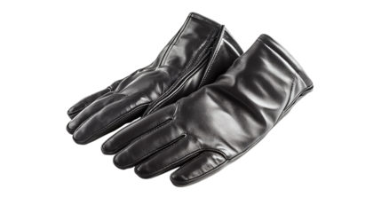 Black leather gloves isolated on transparent background