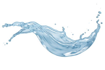 Dynamic blue water splash isolated on transparent background
