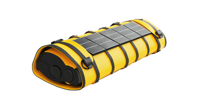 Contemporary portable solar panel isolated on transparent background 