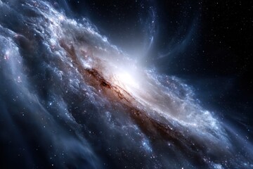 Expanding galaxy showcases vibrant cosmic clouds and luminous core in deep space