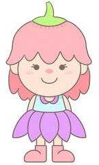 Cute Sweet Fairy Garden Pink Tulip Girl