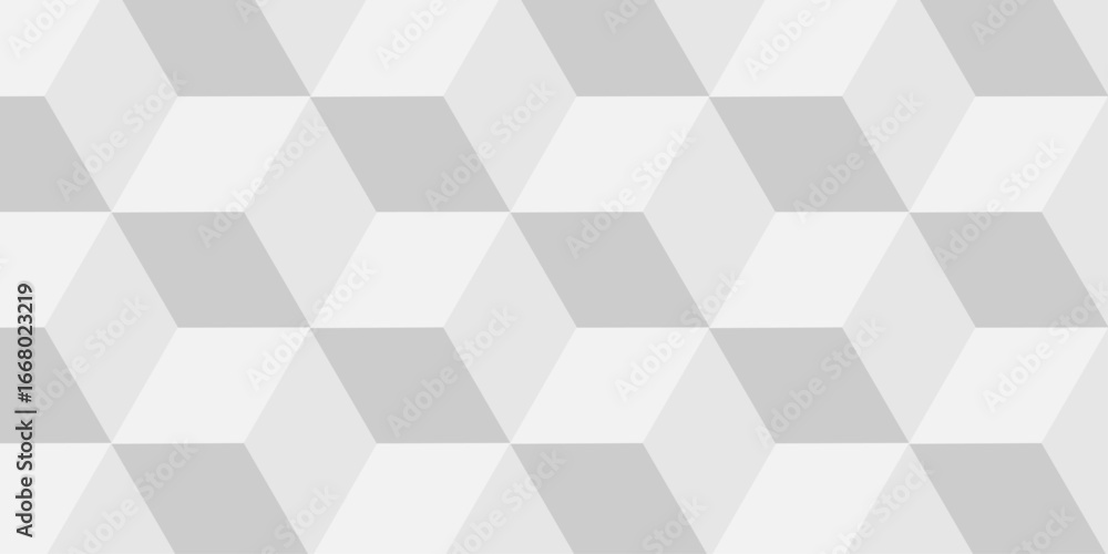 Poster background white and gray cube geometric seamless wallpaper technology pattern. vector pattern wall 