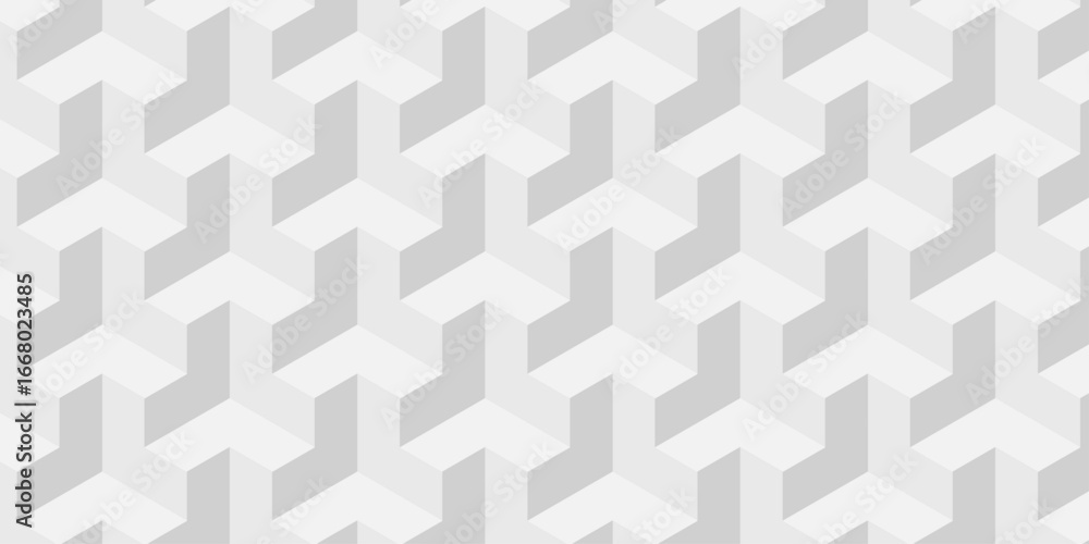 Fototapete background white and gray cube geometric seamless wallpaper technology pattern. vector pattern wall 