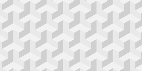 Fototapeta premium Background white and gray cube geometric seamless wallpaper technology pattern. Vector pattern wall blocks. Abstract geometric design cubes pattern. 