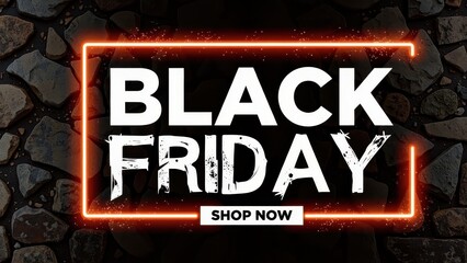 Obraz premium Black friday sale neon sign with shop now button