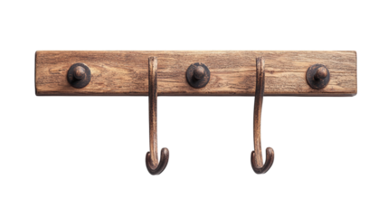 Retro wooden coat rack isolated on transparent background