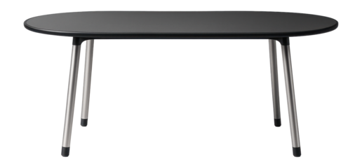 Oval outdoor dining table with a powder-coated finish for patio meals