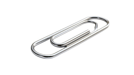 Silver metal paper clip isolated on transparent background 