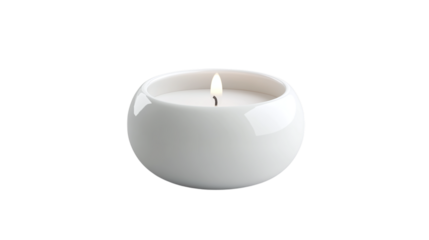 White ceramic candle holder isolated on transparent background 