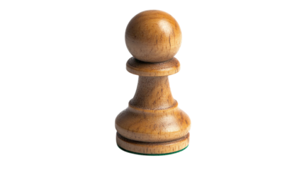 Wooden chess pawn piece isolated on transparent background 