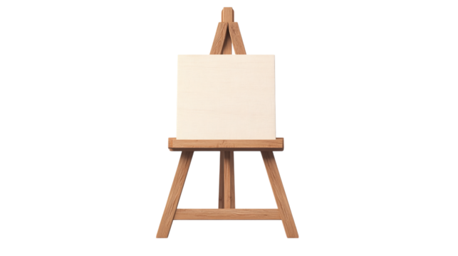 Wooden artist easel isolated on transparent background 