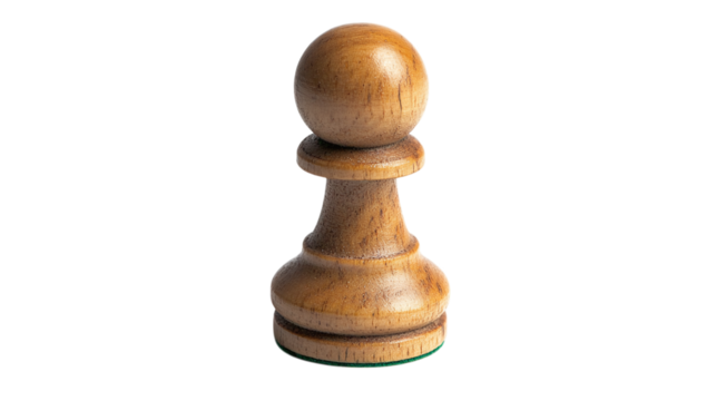 Wooden chess pawn piece isolated on transparent background
