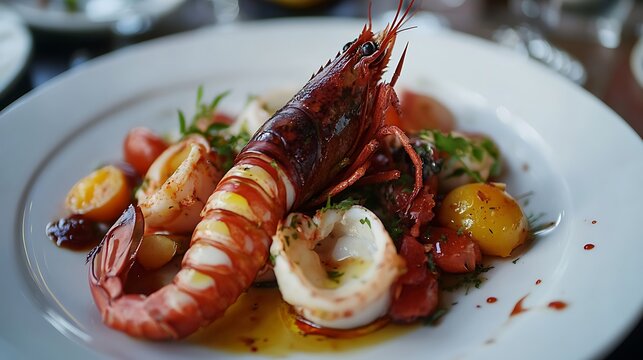 Fresh gallica seafood from rias baizas elegantly plated