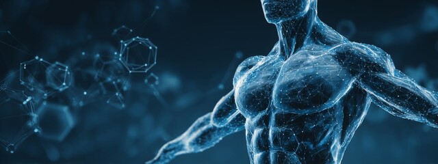 Medical and scientific concept of growth hormone and body development