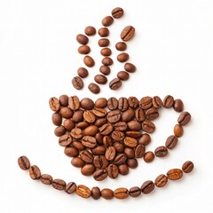 Obraz premium Coffee Cup Shape Made from Roasted Coffee Beans
