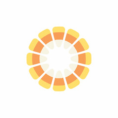 Circular Candy Corn Arrangement with Orange and Yellow Segments.